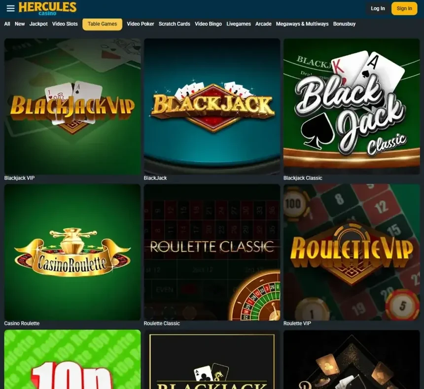 Hercules Casino का टेबल गेम: रुले र ब्ल्याकज्याक
